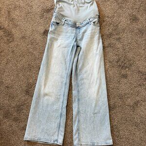 H&M MAMA Light Denim Maternity Straight Leg Jeans, Size L